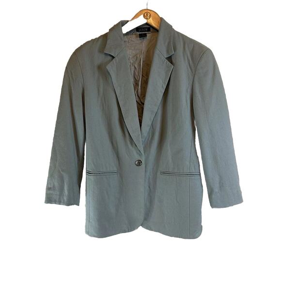 J Crew Wool Silk Blend Keating Blue Blazer Jacket Womens Size 2 Career‎ Casual - Picture 1 of 9